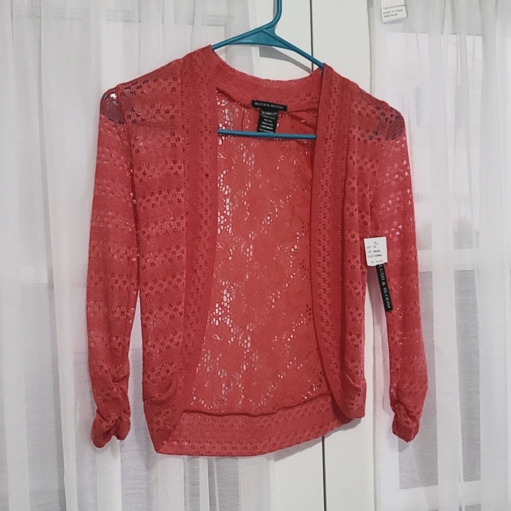Girls coral open cardigan